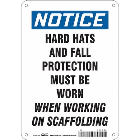 Safety Sign, 10 In Height, 7 In Width, Polyethylene, Horizontal Rectangle, English, 468R62