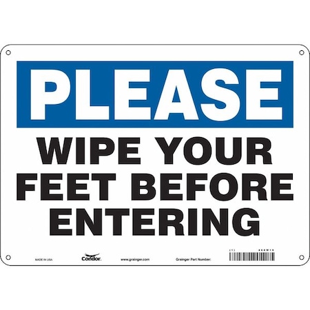 Safety Sign, 10 In Height, 14 In Width, Aluminum, Horizontal Rectangle, English, 468W19