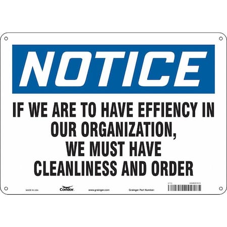Safety Sign, 10 In Height, 14 In Width, Polyethylene, Horizontal Rectangle, English, 468Z53