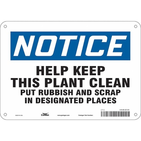 Safety Sign, 7 In Height, 10 In Width, Polyethylene, Vertical Rectangle, English, 468Z66