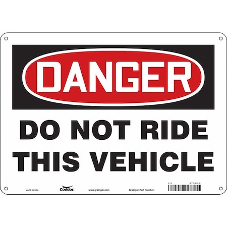 Safety Sign, 10 In Height, 14 In Width, Polyethylene, Horizontal Rectangle, English, 479D24