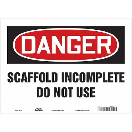 Safety Sign, 10 In Height, 14 In Width, Vinyl, Horizontal Rectangle, English, 479G11