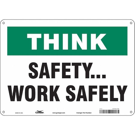 Safety Sign, 10 In Height, 14 In Width, Aluminum, Horizontal Rectangle, English, 479J32