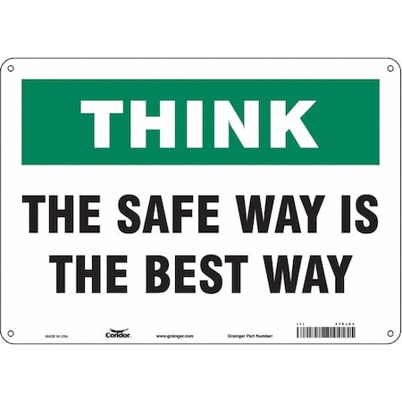 Safety Sign, 10 In Height, 14 In Width, Polyethylene, Horizontal Rectangle, English, 479J63
