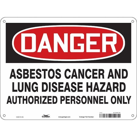 Safety Sign, 18 In Height, 24 In Width, Polyethylene, Horizontal Rectangle, English