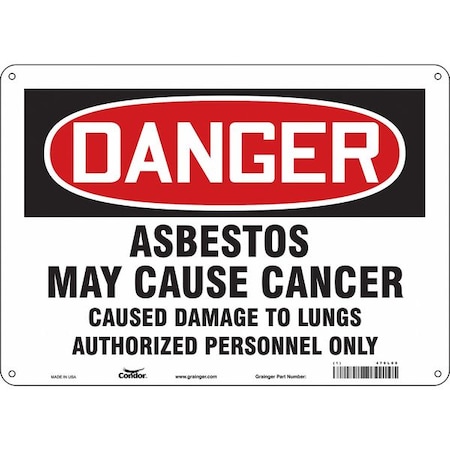 Safety Sign, 10 In Height, 14 In Width, Polyethylene, Horizontal Rectangle, English, 479L09