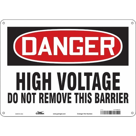 Safety Sign, 10 In Height, 14 In Width, Aluminum, Horizontal Rectangle, English, 479R96