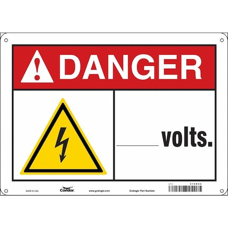 Safety Sign, 10 In Height, 14 In Width, Polyethylene, Horizontal Rectangle, English, 479W08