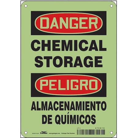 Safety Sign, 10 In H, 7 In W, Polyethylene, Horizontal Rectangle, English, Spanish, 470G16