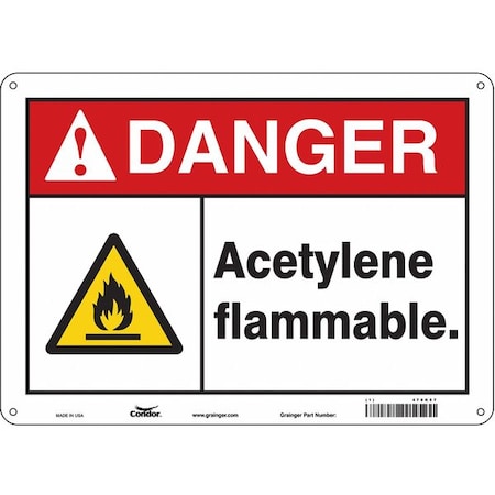 Safety Sign, 10 In Height, 14 In Width, Polyethylene, Horizontal Rectangle, English, 470K57