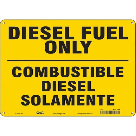 Safety Sign, 10 In H, 14 In W, Horizontal Rectangle, English, Spanish, 470M51