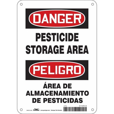 Safety Sign, 10 In H, 7 In W, Polyethylene, Horizontal Rectangle, English, Spanish, 470P23