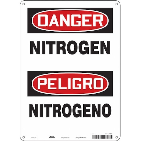 Safety Sign, 14 In H, 10 In W, Polyethylene, Vertical Rectangle, English, Spanish, 470V45
