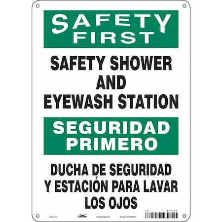 Safety Sign, 14 In Height, 10 In Width, Aluminum, Vertical Rectangle, English, Spanish, 471F21