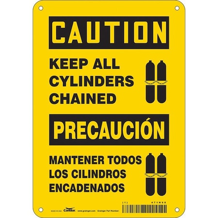 Safety Sign, 10 In Height, 7 In Width, Vinyl, Horizontal Rectangle, English, Spanish, 471N98