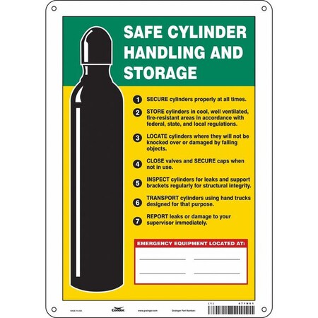 Safety Sign, 14 In Height, 10 In Width, Polyethylene, Vertical Rectangle, English, 471N61