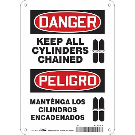 Safety Sign, 10 In H, 7 In W, Polyethylene, Horizontal Rectangle, English, Spanish, 471R04