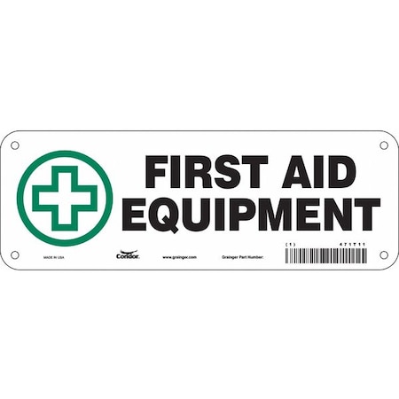 First Aid Sign,10Wx3-1/2H,0.032 Thick, 471T11