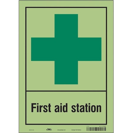 First Aid Sign,10 Wx14 H,0.010 Thick, 471T60