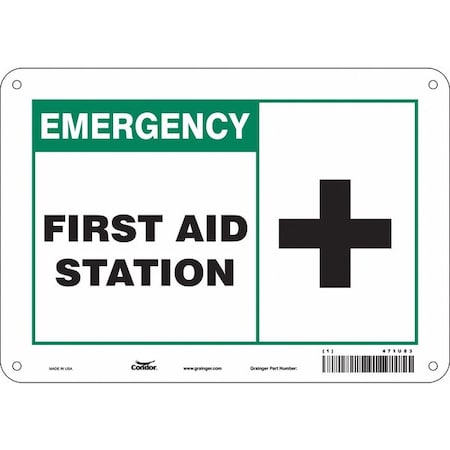 First Aid Sign,10 W X 7 H,0.032 Thick, 471U83