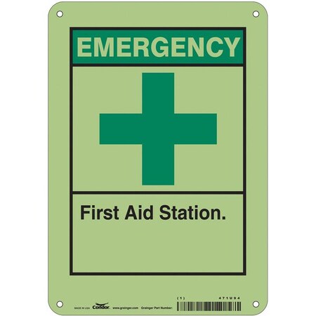 First Aid Sign,7 W X 10 H,0.070 Thick, 471U94