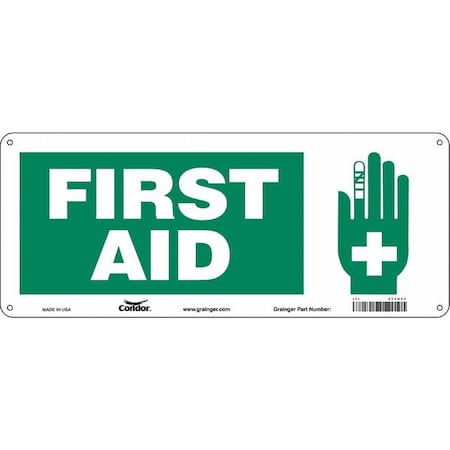First Aid Sign, 7 In Height, 17 In Width, Polyethylene, Vertical Rectangle, English