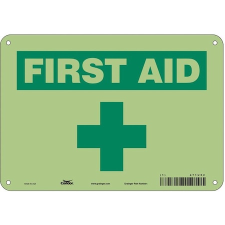 First Aid Sign,10 W X 7 H,0.070 Thick, 471U52