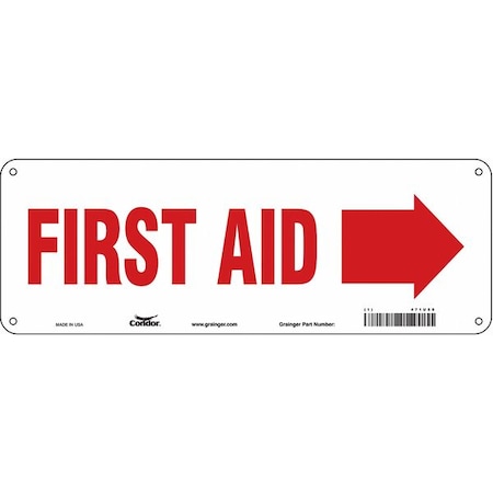 First Aid Sign,14 W X 5 H,0.032 Thick, 471U58