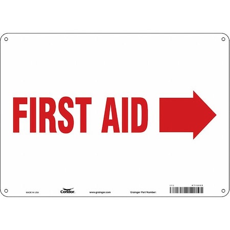 First Aid Sign,14 Wx10 H,0.032 Thick, 471U62