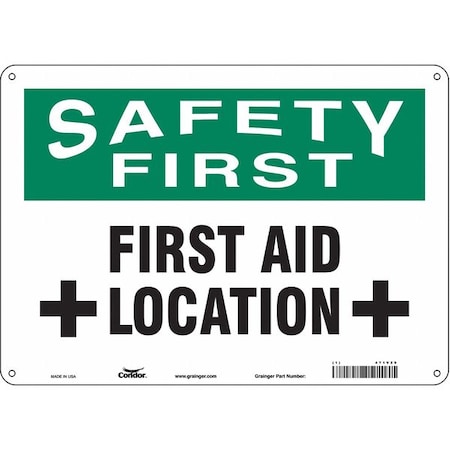 First Aid Sign,14 Wx10 H,0.055 Thick, 471V29