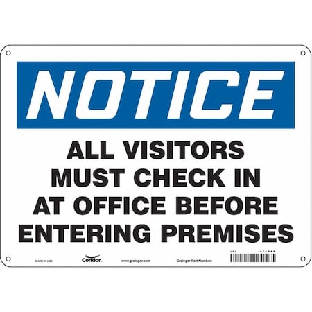 Safety Sign, 10 In Height, 14 In Width, Aluminum, Horizontal Rectangle, English, 472D90