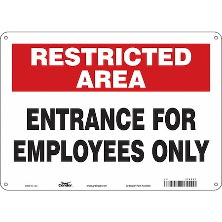 Safety Sign, 10 In Height, 14 In Width, Polyethylene, Horizontal Rectangle, English, 472G31