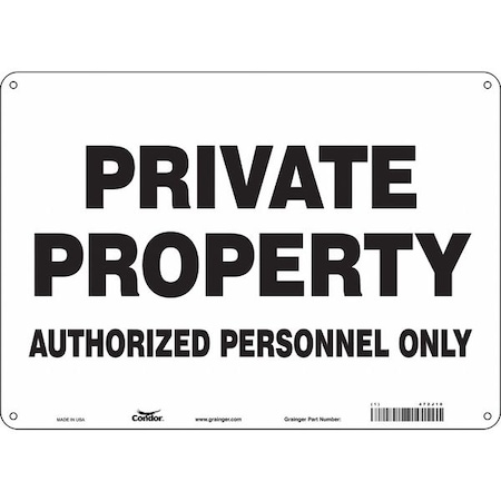 Safety Sign, 10 In Height, 14 In Width, Aluminum, Horizontal Rectangle, English, 472J10