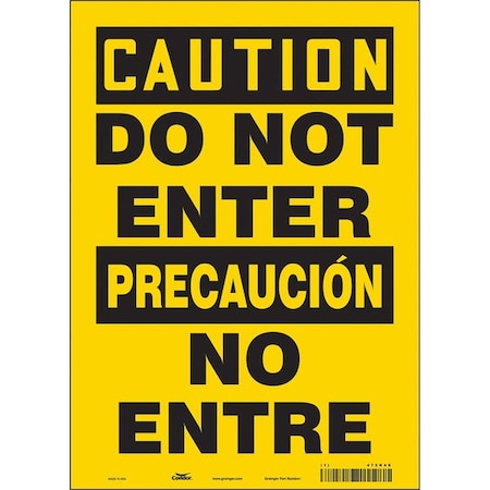 Safety Sign, 14 In Height, 10 In Width, Vinyl, Vertical Rectangle, English, Spanish, 472K48