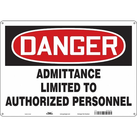 Safety Sign, 14 In H, 20 In W, Aluminum, Horizontal Rectangle, English, 472L52