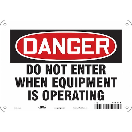 Safety Sign, 7 In Height, 10 In Width, Polyethylene, Vertical Rectangle, English, 472N35