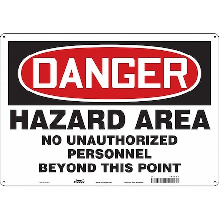 Safety Sign, 14 In Height, 20 In Width, Polyethylene, Horizontal Rectangle, English