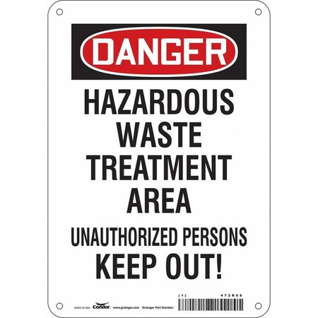 Safety Sign, 10 In Height, 7 In Width, Aluminum, Horizontal Rectangle, English, 472R08