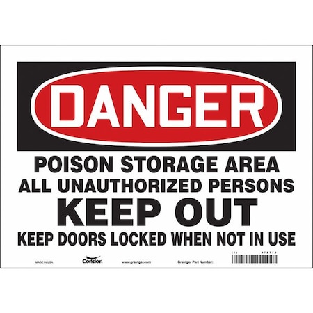 Safety Sign, 10 In Height, 14 In Width, Vinyl, Horizontal Rectangle, English, 472T75