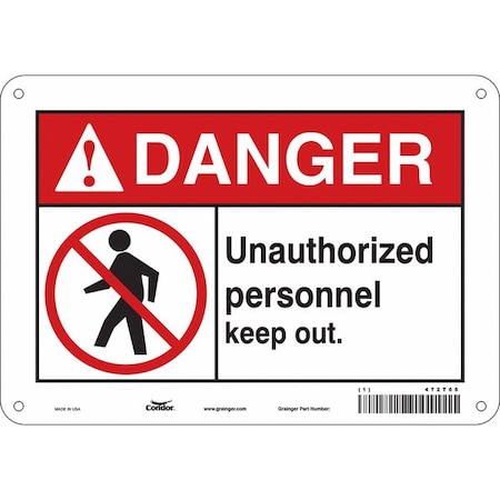 Safety Sign, 7 In Height, 10 In Width, Polyethylene, Vertical Rectangle, English, 472T66