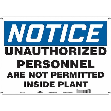 Safety Sign, 14 In H, 20 In W, Aluminum, Horizontal Rectangle, English, 472V93