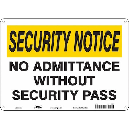 Safety Sign, 10 In Height, 14 In Width, Polyethylene, Horizontal Rectangle, English, 472W80