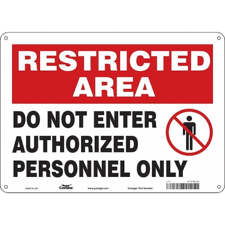 Safety Sign, 10 In Height, 14 In Width, Polyethylene, Horizontal Rectangle, English, 472W38