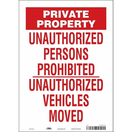 Safety Sign, 14 In Height, 10 In Width, Vinyl, Vertical Rectangle, English, 472Y15