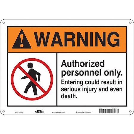 Safety Sign, 10 In Height, 14 In Width, Polyethylene, Horizontal Rectangle, English, 472Y57