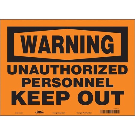 Safety Sign, 10 In Height, 14 In Width, Vinyl, Horizontal Rectangle, English, 472Z15