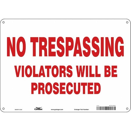 Safety Sign, 10 In Height, 14 In Width, Polyethylene, Horizontal Rectangle, English, 473J21