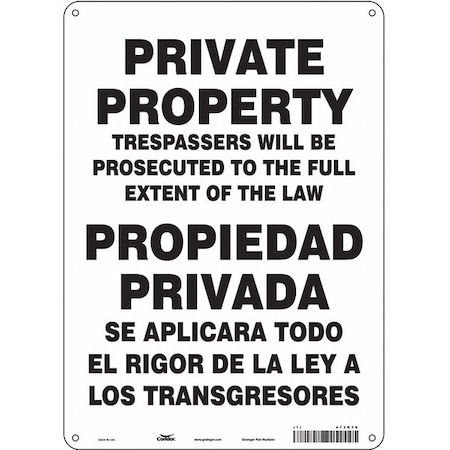 Safety Sign, 14 In Height, 10 In Width, Vinyl, Vertical Rectangle, English, Spanish, 473K36