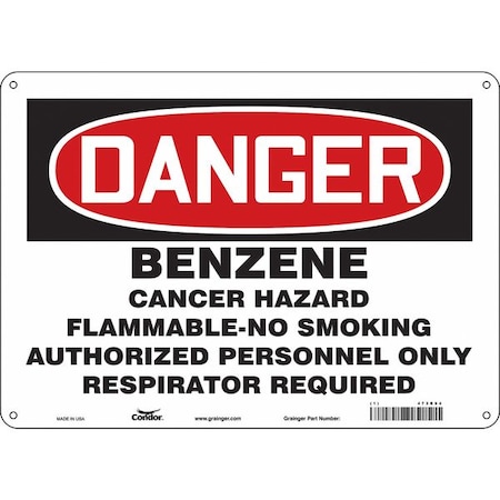 Safety Sign, 10 H, 14 In W, Polyethylene, Horizontal Rectangle, English, 473R94