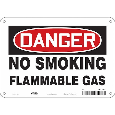 No Smoking Sign, 7 H, 10 W,  Vertical Rectangle, English, 473T96